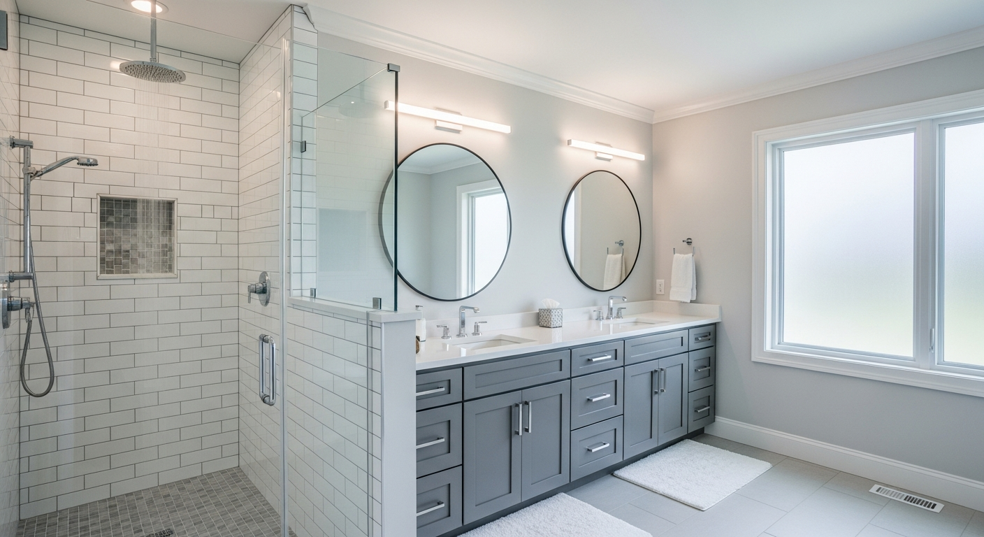 Modern bathroom remodel with walk-in shower